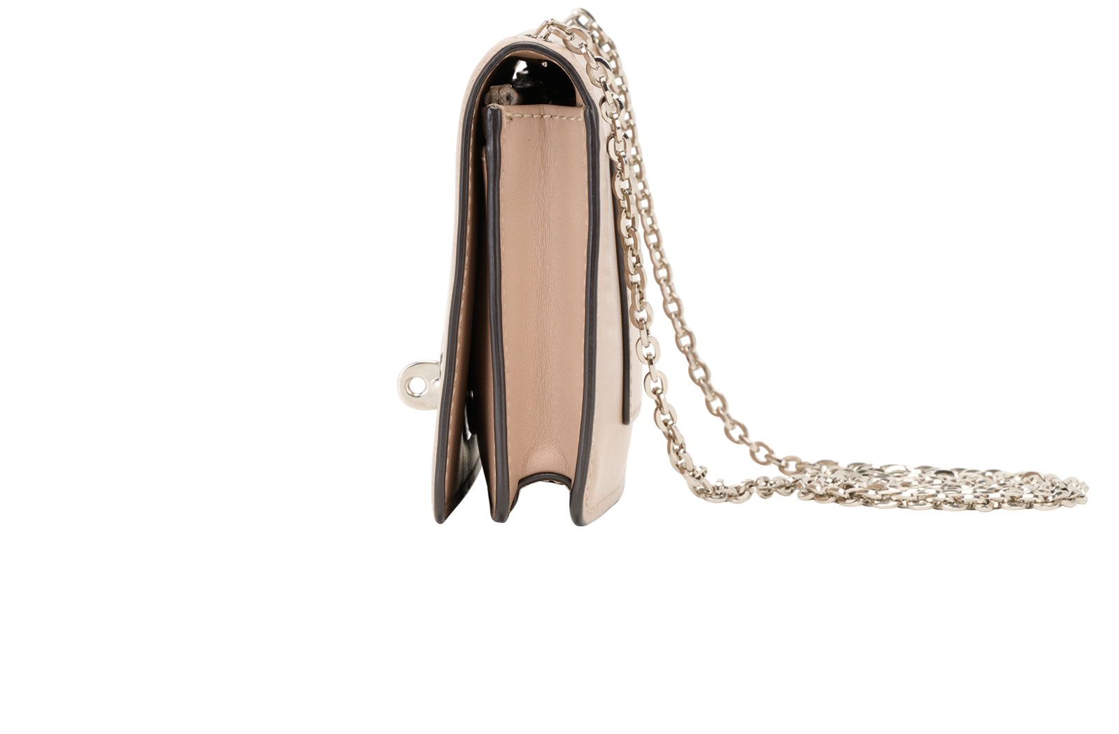 Bayswater Clutch On Chain, &pound;360, Handbags, Beige, Leather, Bottom view